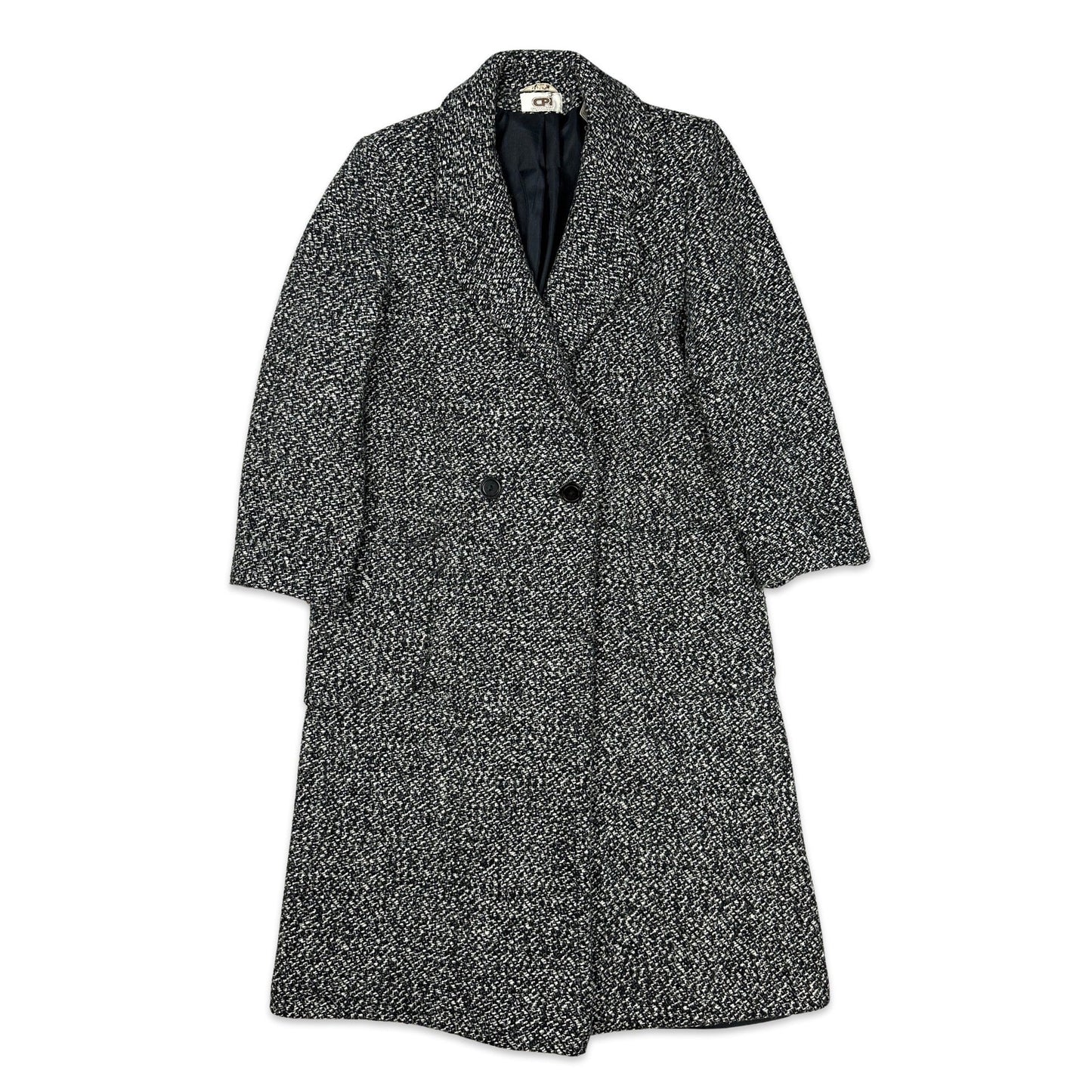 90s Vintage Black & White Wool Coat 12