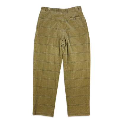 Vintage Beige Checked Velvet Pleated Trousers 33W 31L