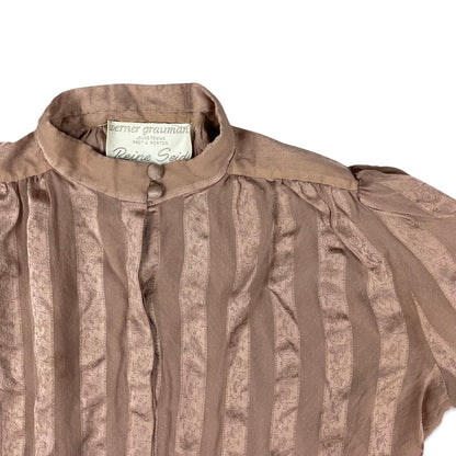 80s Vintage Pink Stripe Patterned Blouse 14