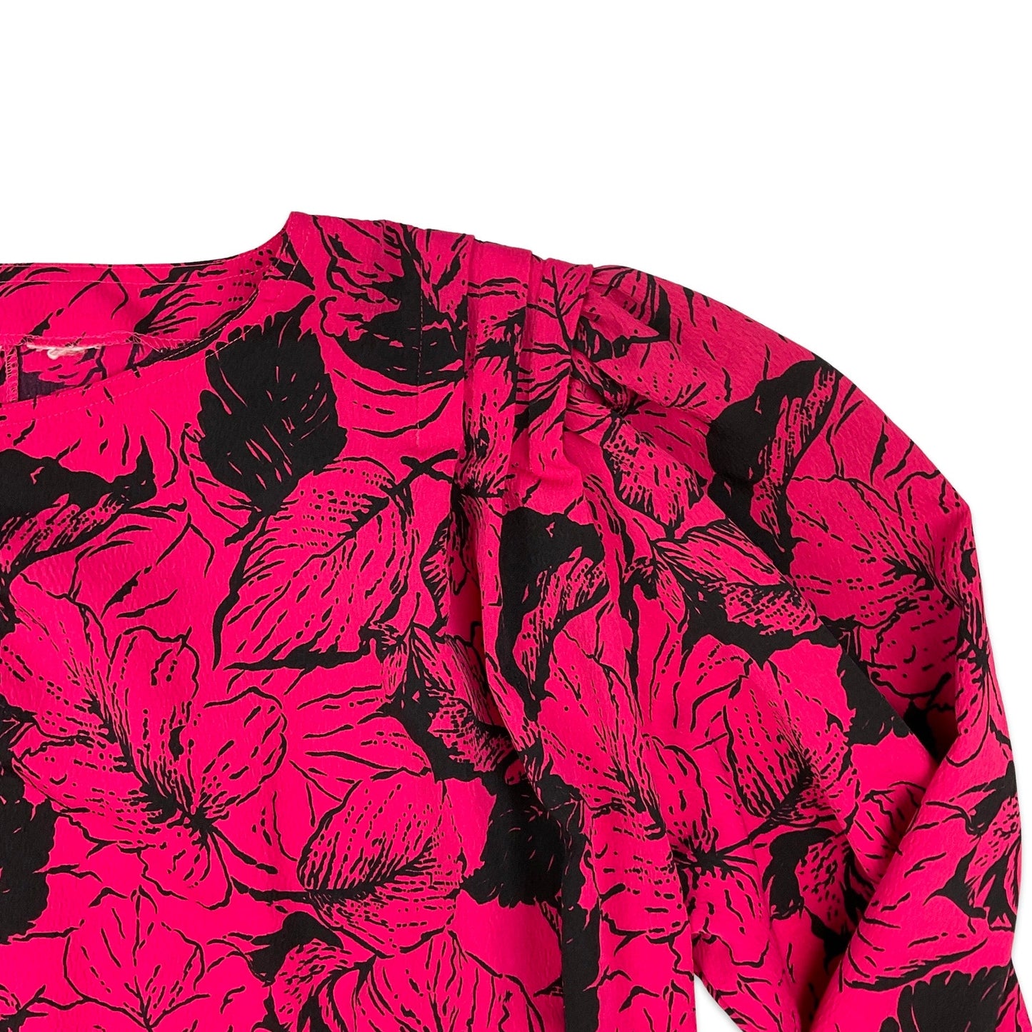 80s Vintage Pink Floral Blouse 14 16