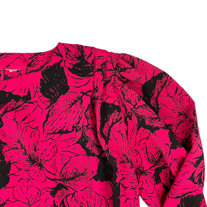80s Vintage Pink Floral Blouse 14 16