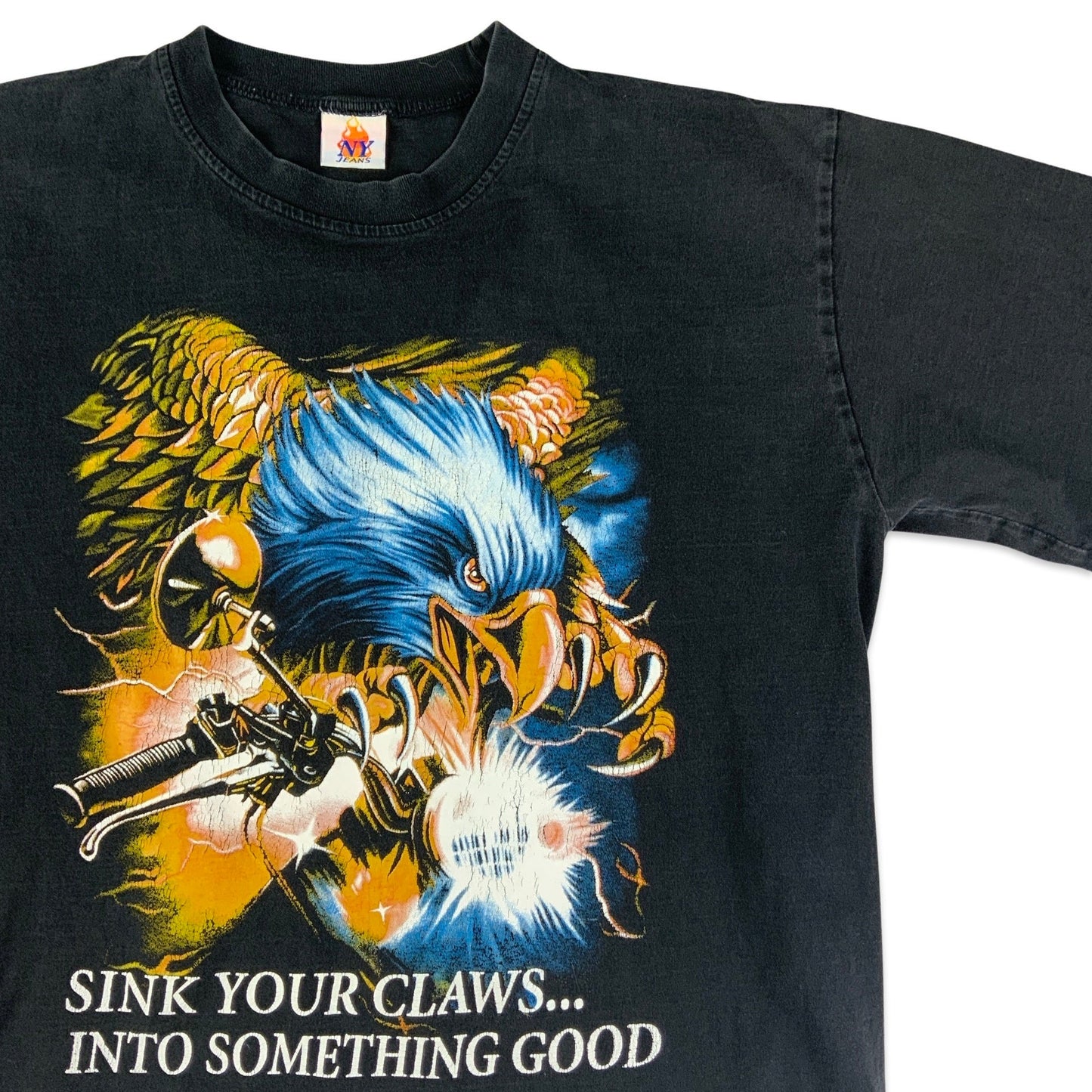 Black Biker Graphic Tee M L