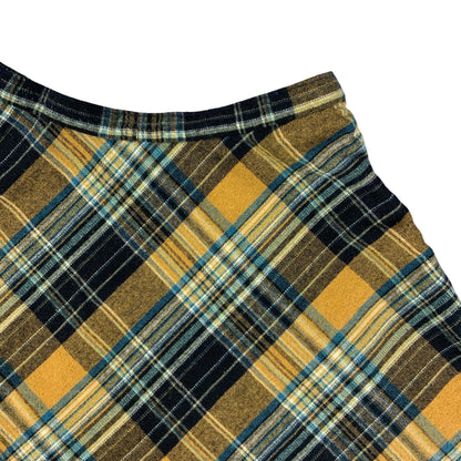 Vintage Yellow Blue & Black Plaid A-line Mini Skirt 10