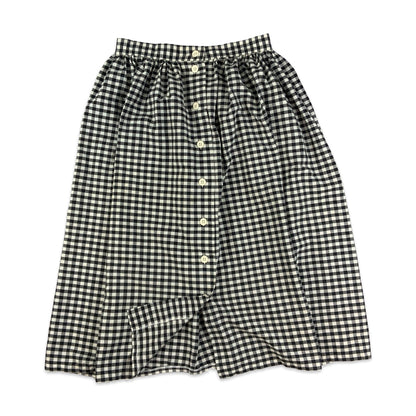 Vintage Black & White Gingham Button-up Midi Skirt 8