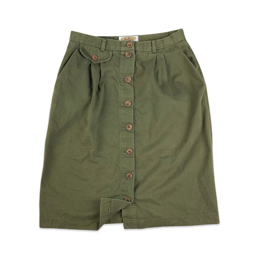 Vintage Green Button-up Pleated Midi Skirt 10