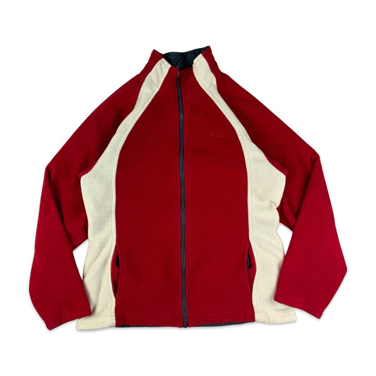FILA Reversible Red & White Fleece Grey & White Windbreaker S M