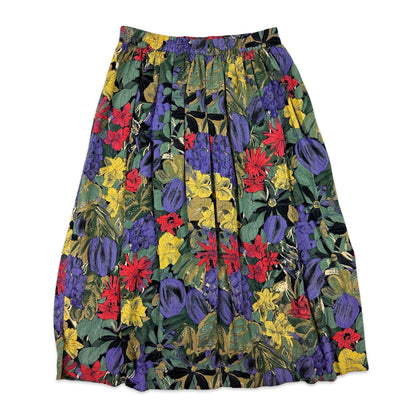 80s Vintage Floral Midi Skirt 12