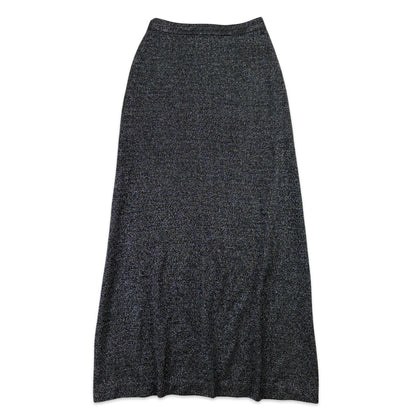 70s Vintage Black Sparkly Lurex Maxi Skirt 6