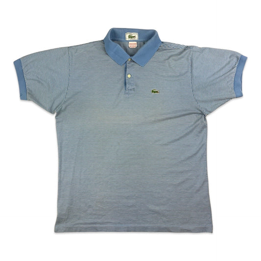 Vintage 70s 80s Lacoste Blue Striped Polo Shirt M L