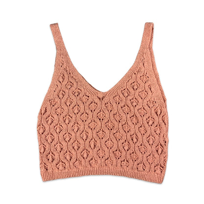 Vintage Pink Cable Knit Strappy Cropped Top 4 6 8