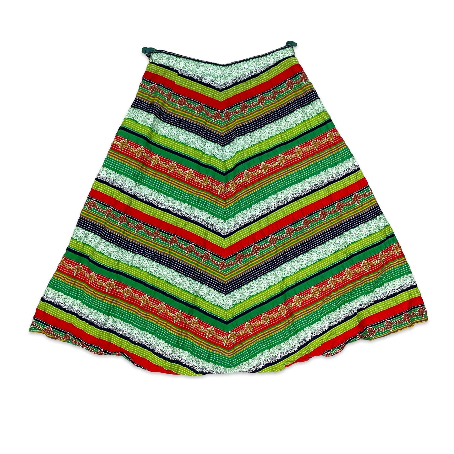 Vintage Multicolour Striped A-line Midi Skirt 8