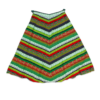 Vintage Multicolour Striped A-line Midi Skirt 8