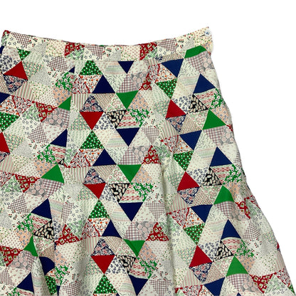 Vintage Abstract Geometric Print A-line Midi Skirt 16