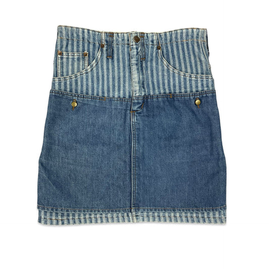Vintage Striped Denim Midi Skirt 12