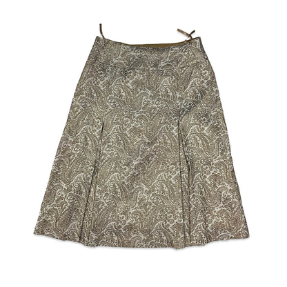 Vintage Lurex Paisley Print Box Pleat Midi Skirt 12