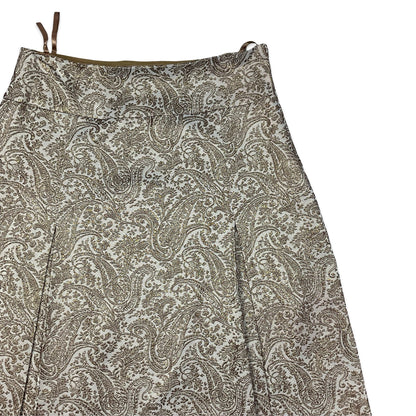 Vintage Lurex Paisley Print Box Pleat Midi Skirt 12