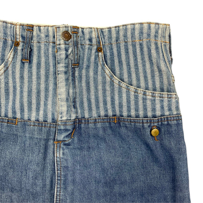 Vintage Striped Denim Midi Skirt 12