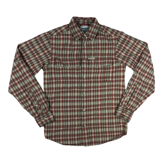 Vintage Columbia White and Red Plaid Shirt S