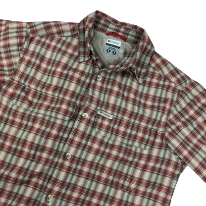 Vintage Columbia White and Red Plaid Shirt S