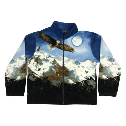 Vintage Eagle Print Zip-up Fleece 3XL