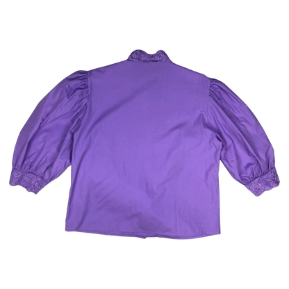 Vintage 80s Cottage Core Purple Blouse 16