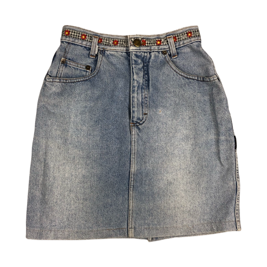 Vintage 90s NAFNAF Embellished Denim Skirt 8