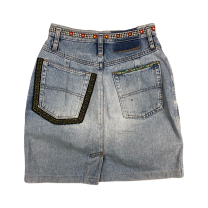 Vintage 90s NAFNAF Embellished Denim Skirt 8