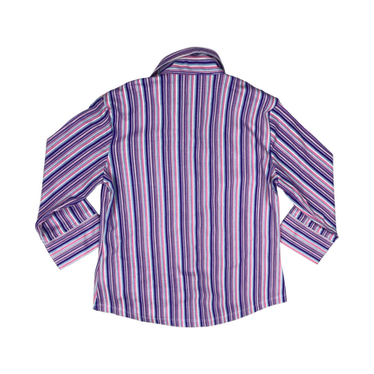Vintage 90s Purple Striped Blouse 8