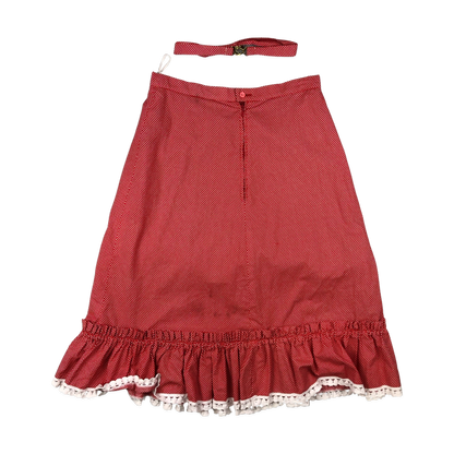 Vintage 70s Red and White Polka Dot Skirt with Belt 8