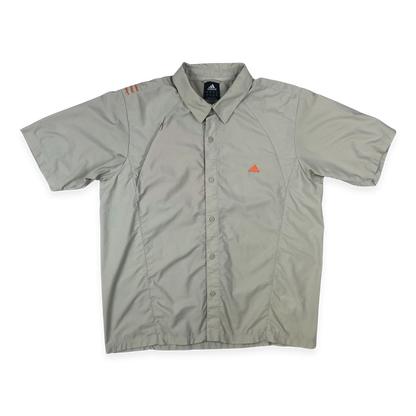 Vintage 00s Adidas Beige Button-up Shirt XL
