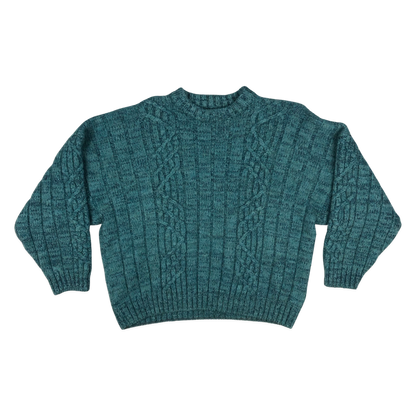 Vintage 80s Teal Cable Knit Jumper XL