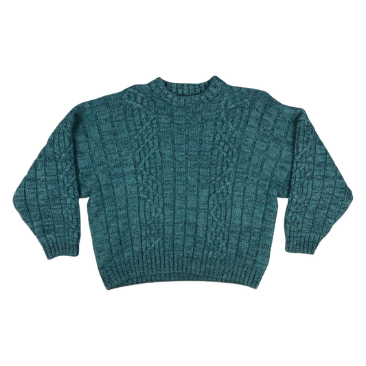Vintage 80s Teal Cable Knit Jumper XL