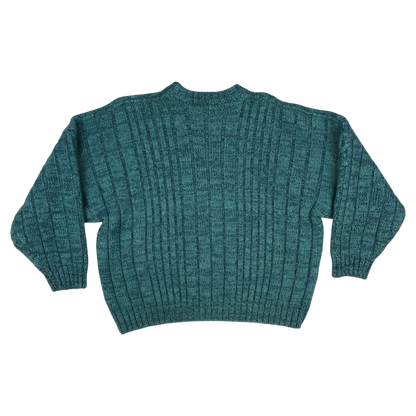 Vintage 80s Teal Cable Knit Jumper XL