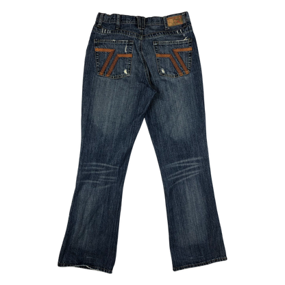 Vintage Flared Distressed Blue Jeans 31W 31L