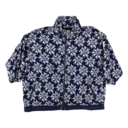 Vintage Adidas Abstract Pattern Navy and White Windbreaker 3XL