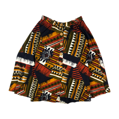 Vintage 80s 90s Abstract Print Button down Skirt 12