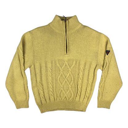 Vintage 80s 1/4-zip Beige Cable Knit Jumper XXL