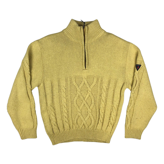 Vintage 80s 1/4-zip Beige Cable Knit Jumper XXL