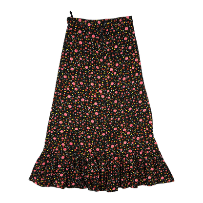 Vintage 60s 70s Black Floral Print Maxi Skirt 4