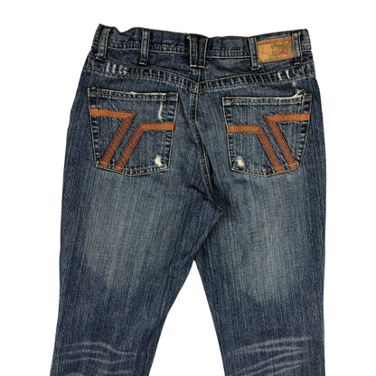 Vintage Flared Distressed Blue Jeans 31W 31L