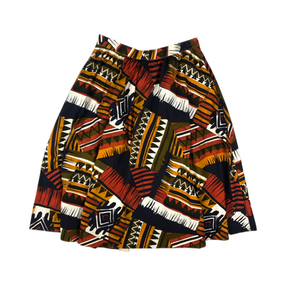 Vintage 80s 90s Abstract Print Button down Skirt 12