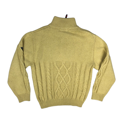 Vintage 80s 1/4-zip Beige Cable Knit Jumper XXL