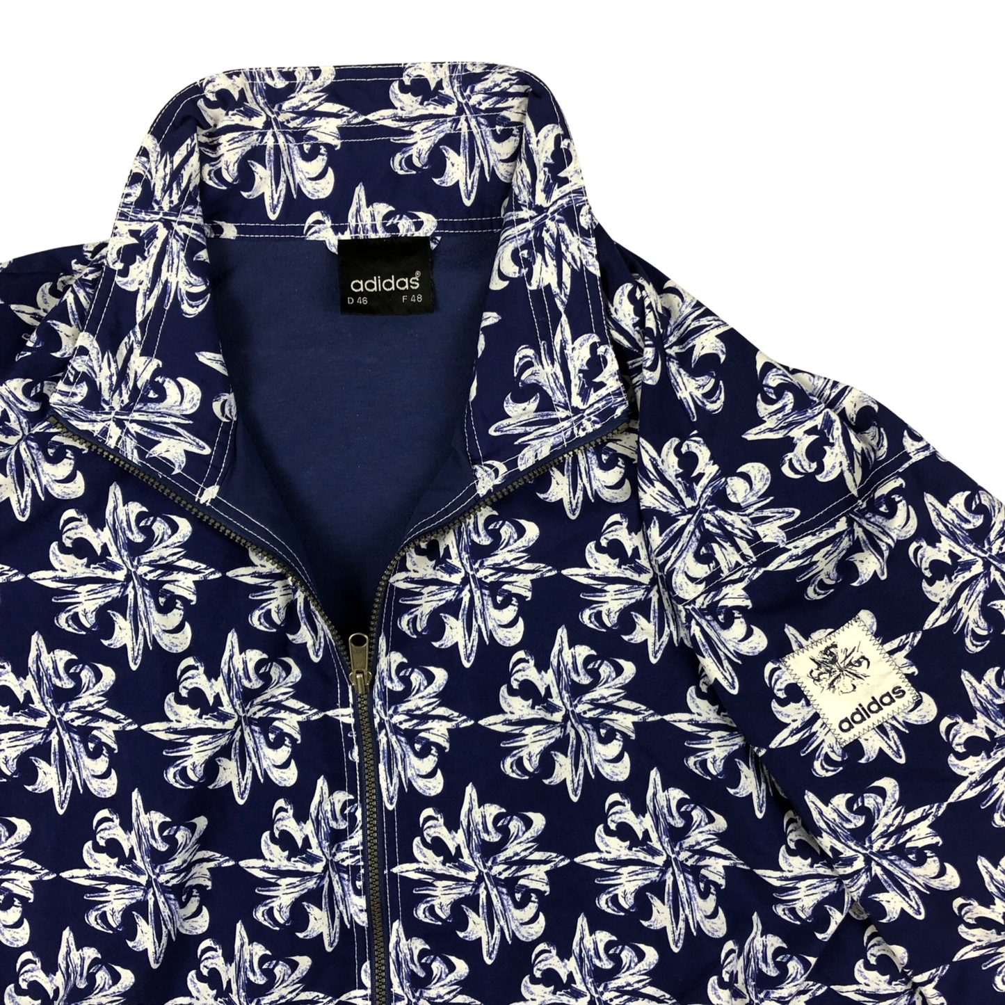 Vintage Adidas Abstract Pattern Navy and White Windbreaker 3XL