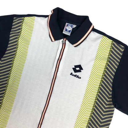 Vintage 80s 90s Lotto White, Green, and Navy Polo Shirt XL