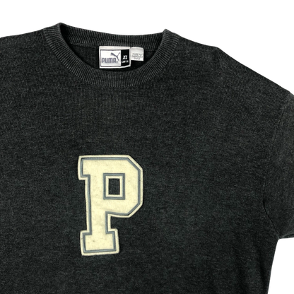Vintage 90s y2k Puma Grey Knit Jumper L