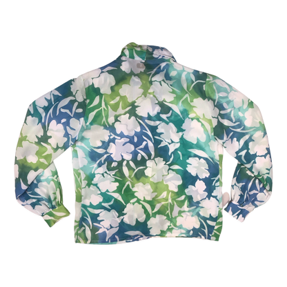 Vintage Green Botanical Print Sheer Blouse 14