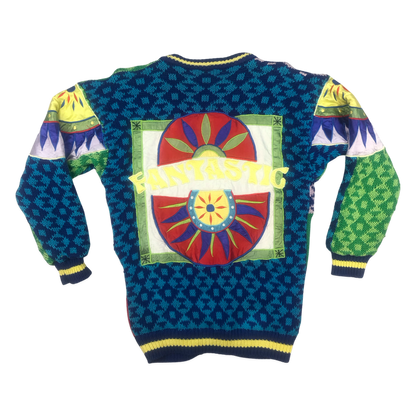Vintage Multicolour Embroidered Novelty Cardigan 10 12 14 16