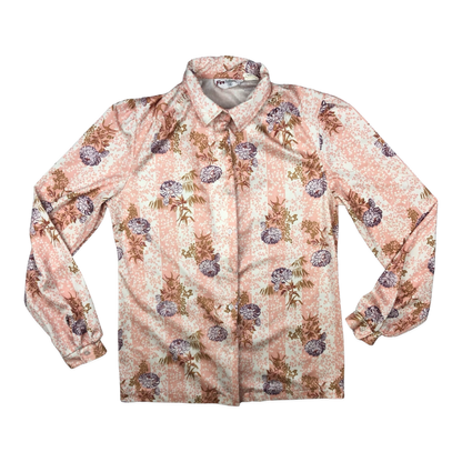 Vintage Pink and White Floral Blouse 10