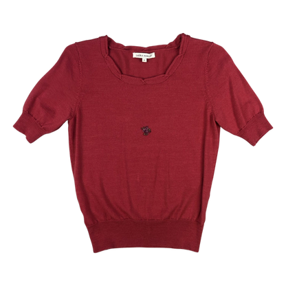 Vintage Red Laura Ashley Embroidered Short Sleeve Jumper 8