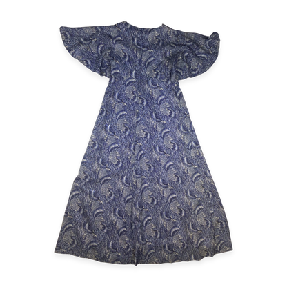 Vintage 60s 70s Purple Abstract Print A-line Maxi Dress 8